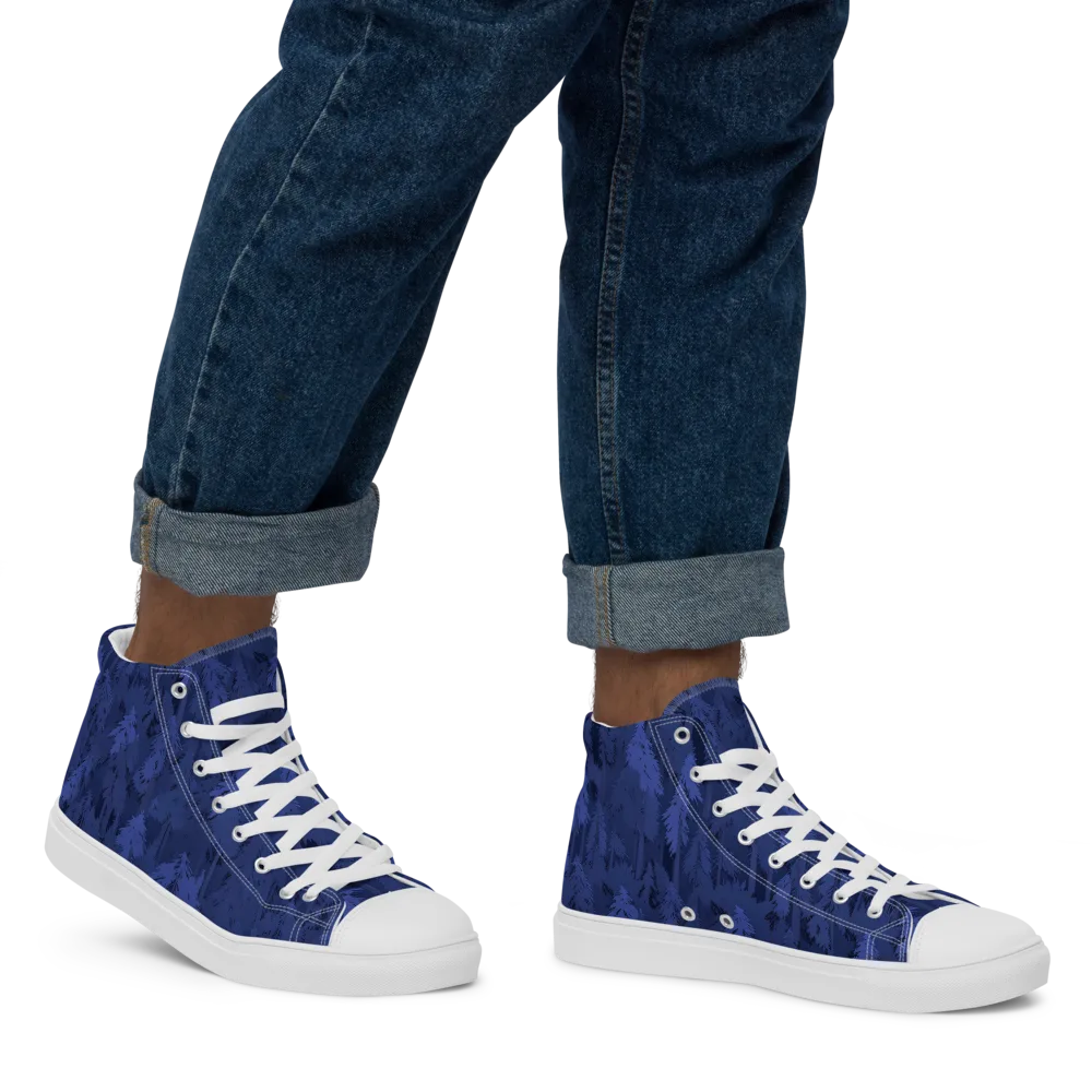 Indigo Evergreen on Men's High Top Canvas Shoes — Right