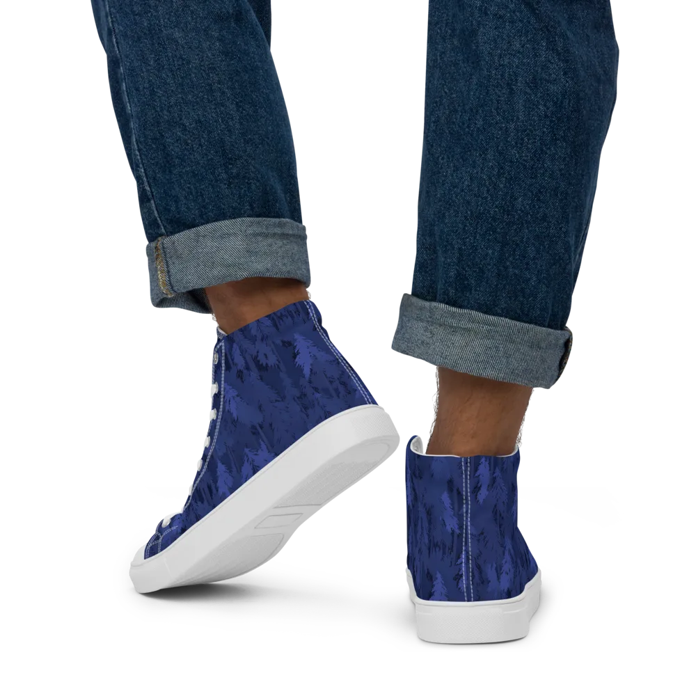 Indigo Evergreen on Men's High Top Canvas Shoes — Back