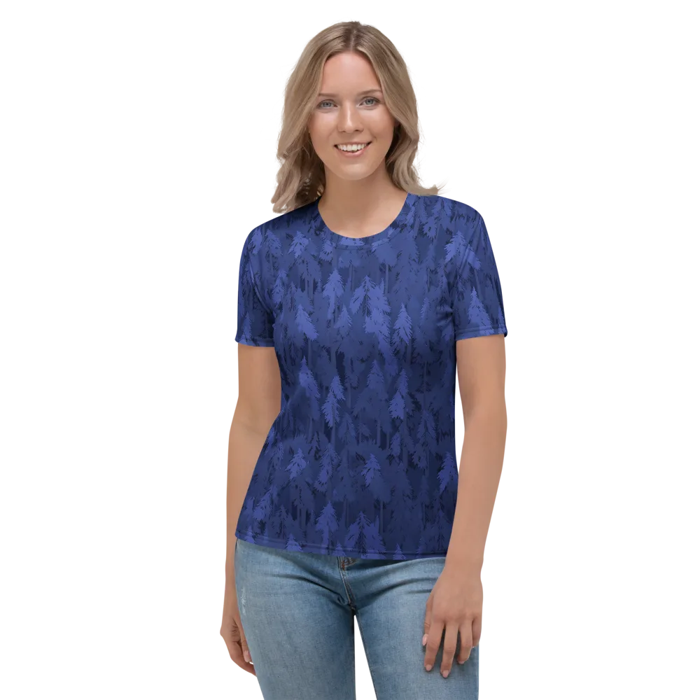 Indigo Evergreen on Women's Crew Neck T-Shirt — Front