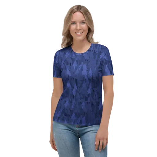 Indigo Evergreen on a Women's Crew Neck T-Shirt