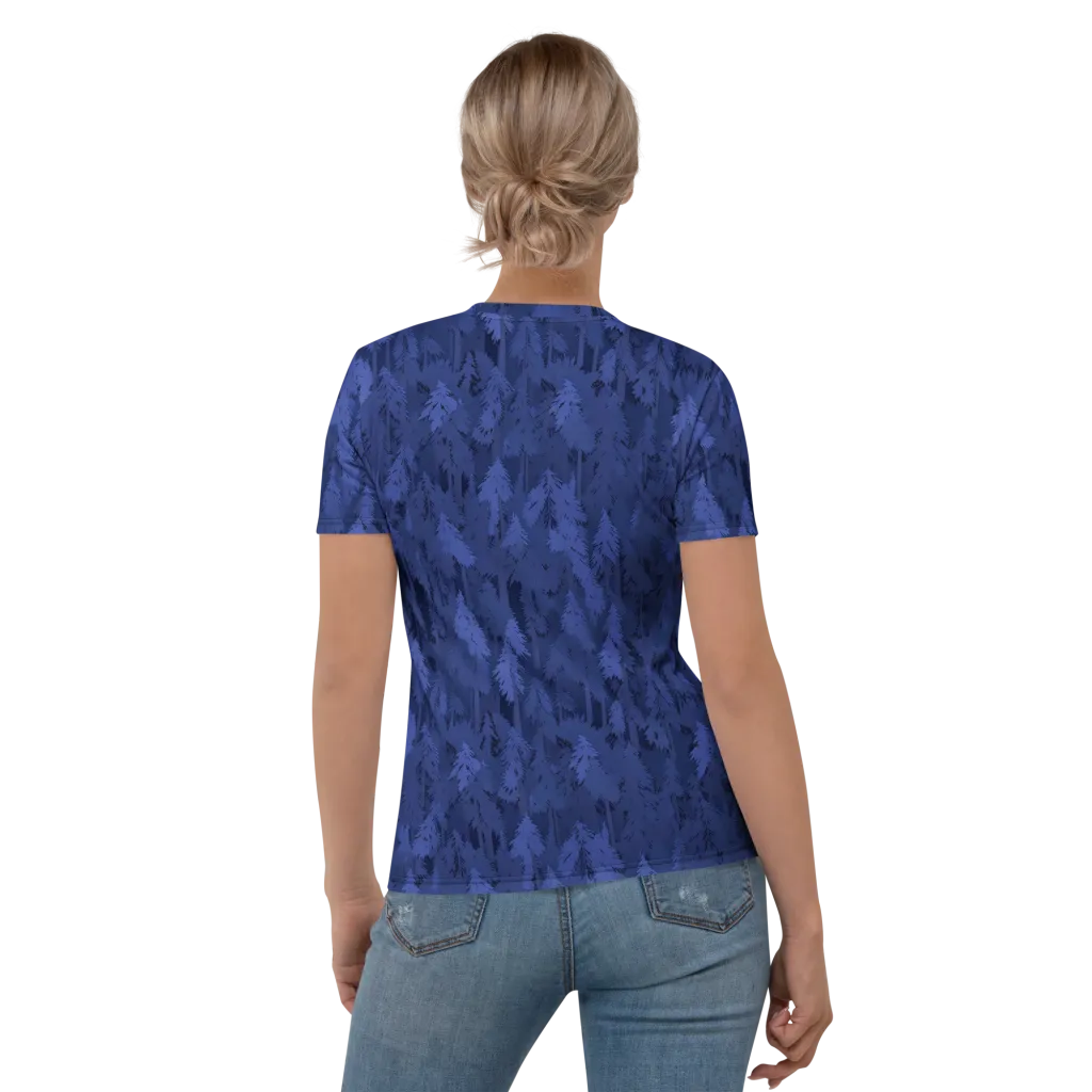 Indigo Evergreen on Women's Crew Neck T-Shirt — Back