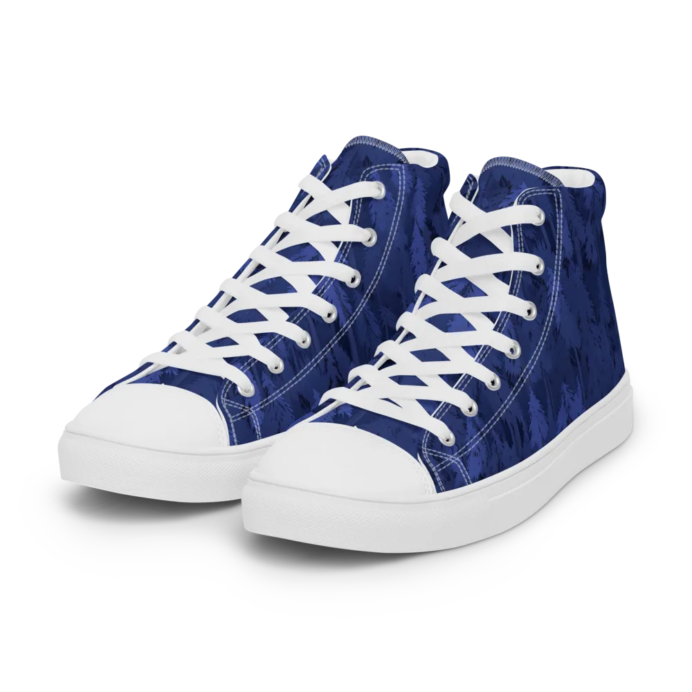 Indigo Evergreen on Women's High Top Canvas Shoes — Left Front