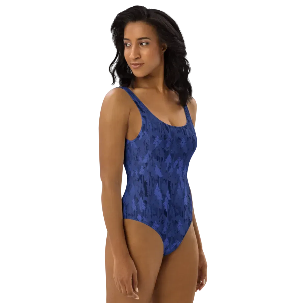 Indigo Evergreen on One-Piece Swimsuit — Right