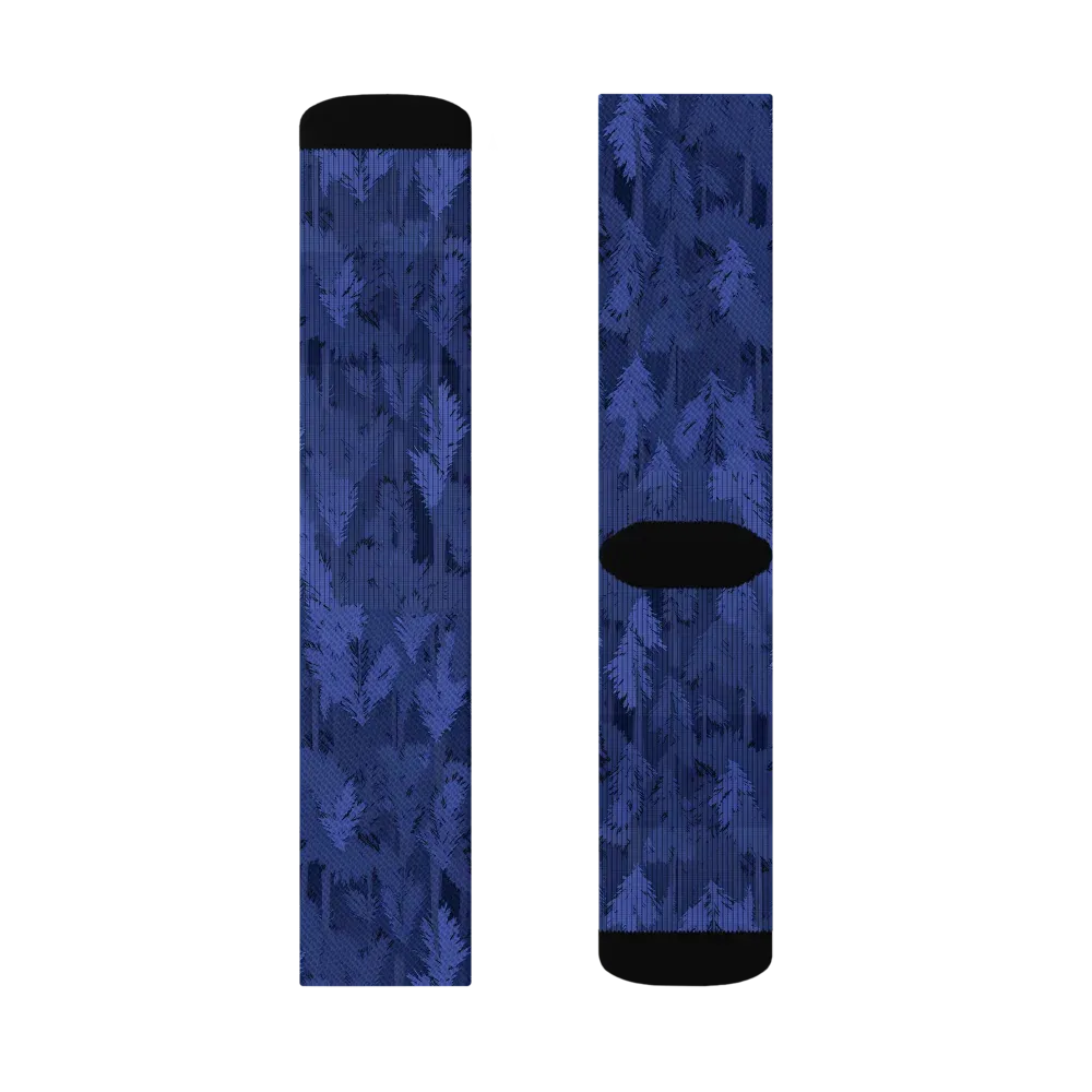 Indigo Evergreen on Socks — Right Sock