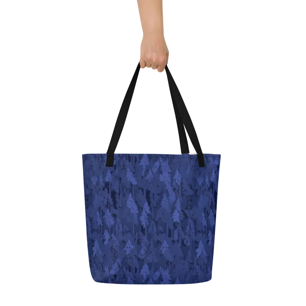 Indigo Evergreen on Large Tote Bag W/ Pocket — Front