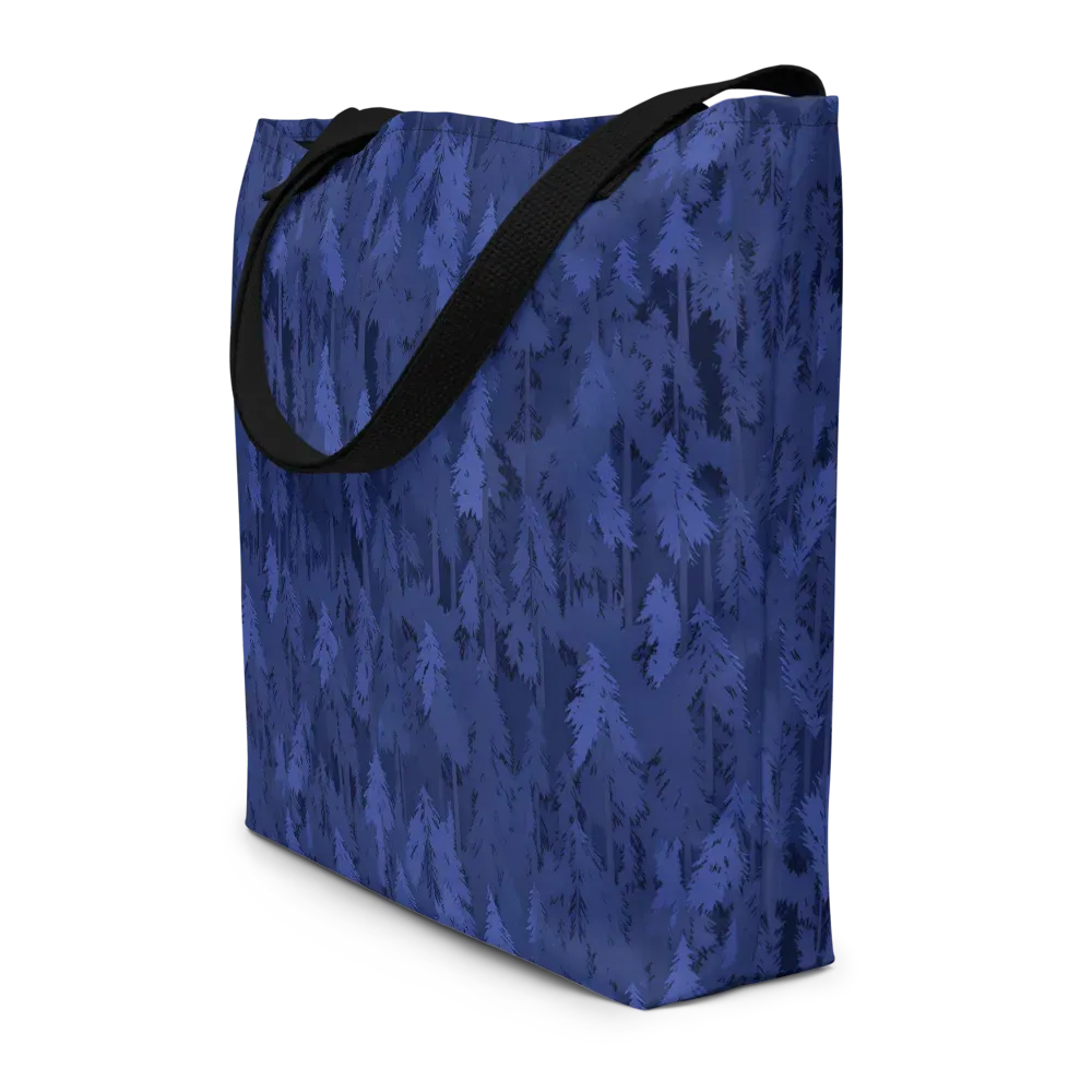 Indigo Evergreen on Large Tote Bag W/ Pocket — Front