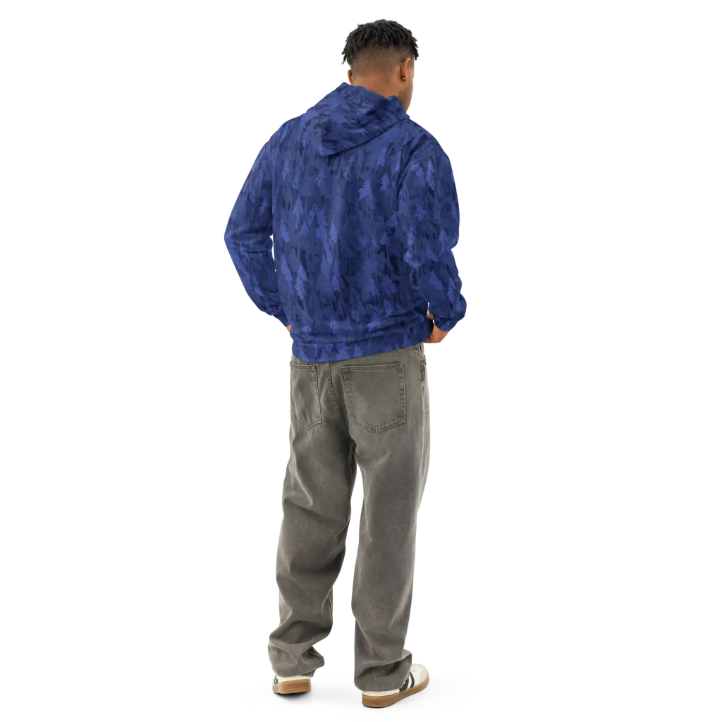 Indigo Evergreen on Cotton Hoodie — Back