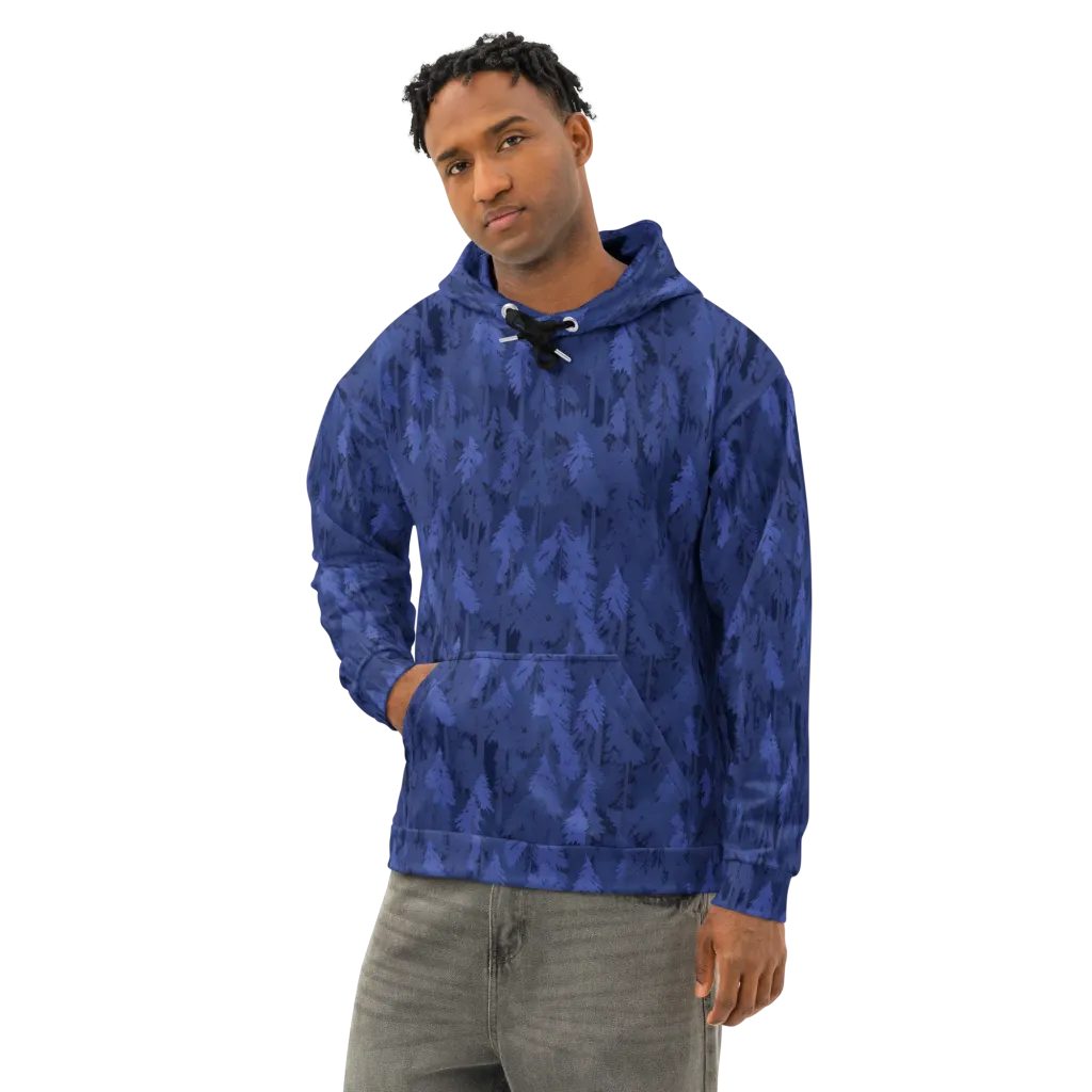 Indigo Evergreen on Cotton Hoodie — Left Front