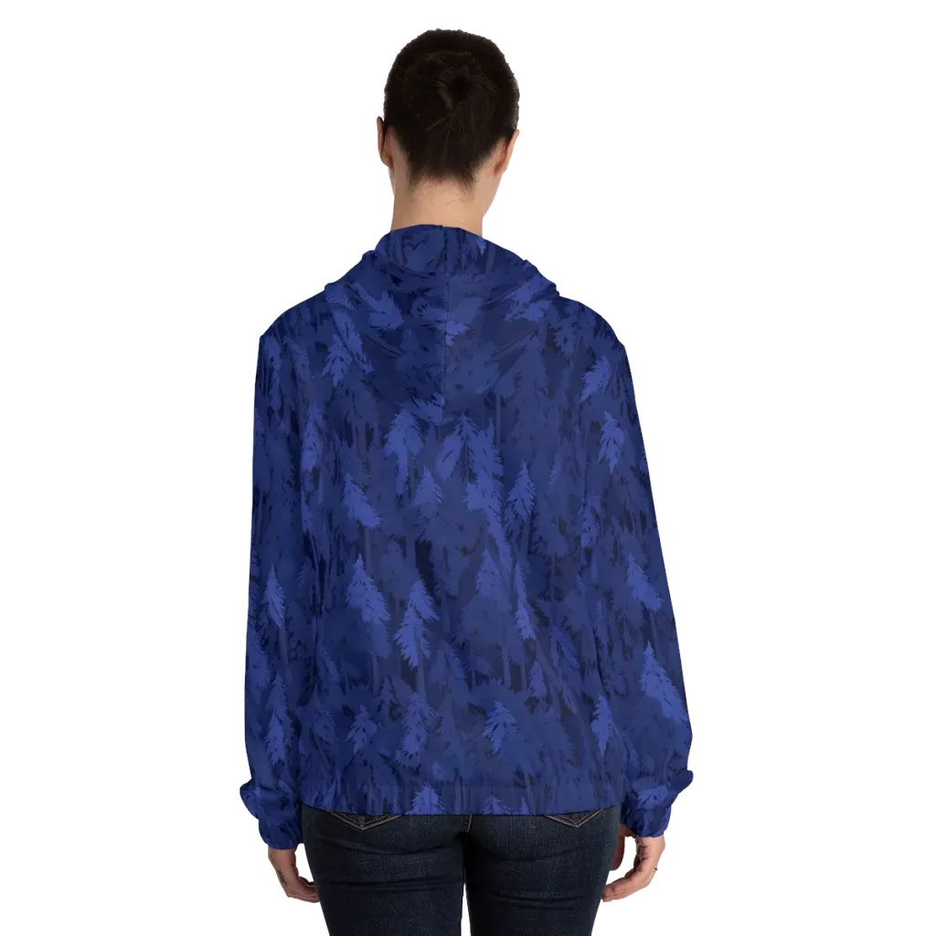 Indigo Evergreen on Women's Full-Zip Hoodie — Back On Person