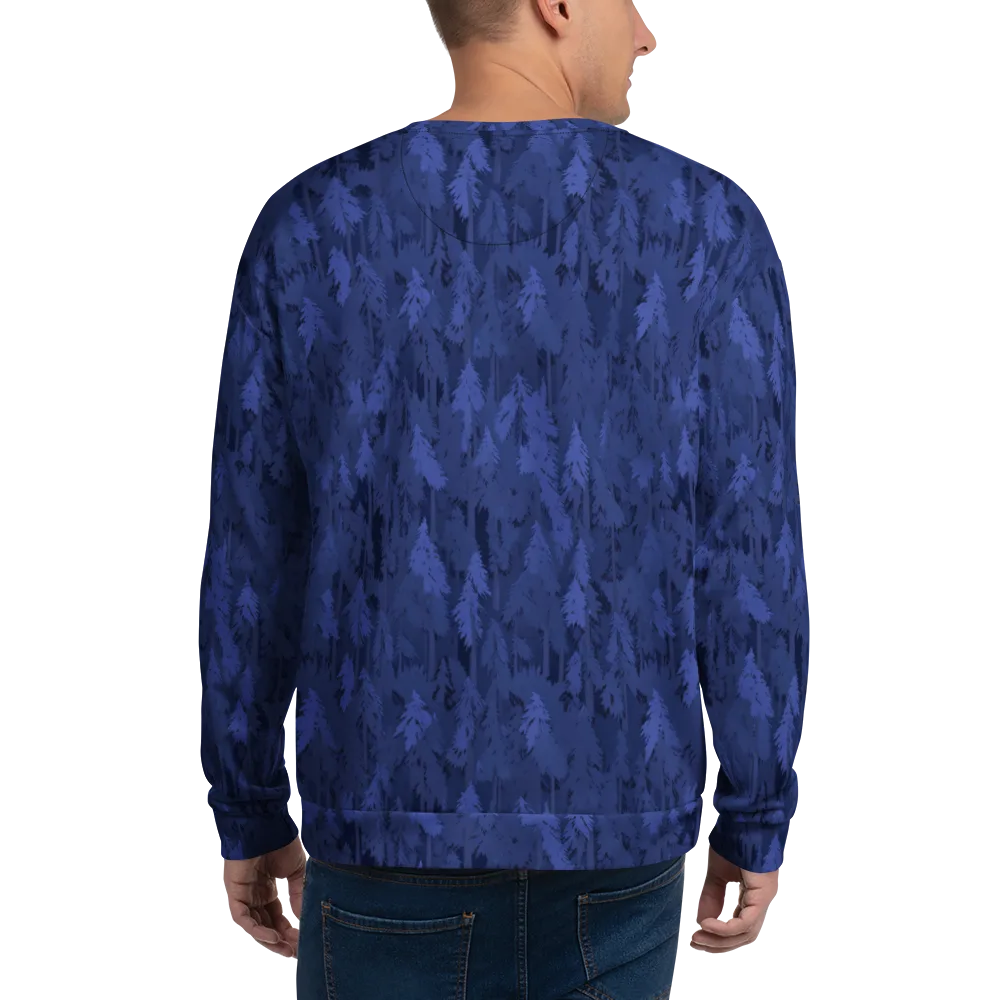 Indigo Evergreen on Sweatshirt — Back