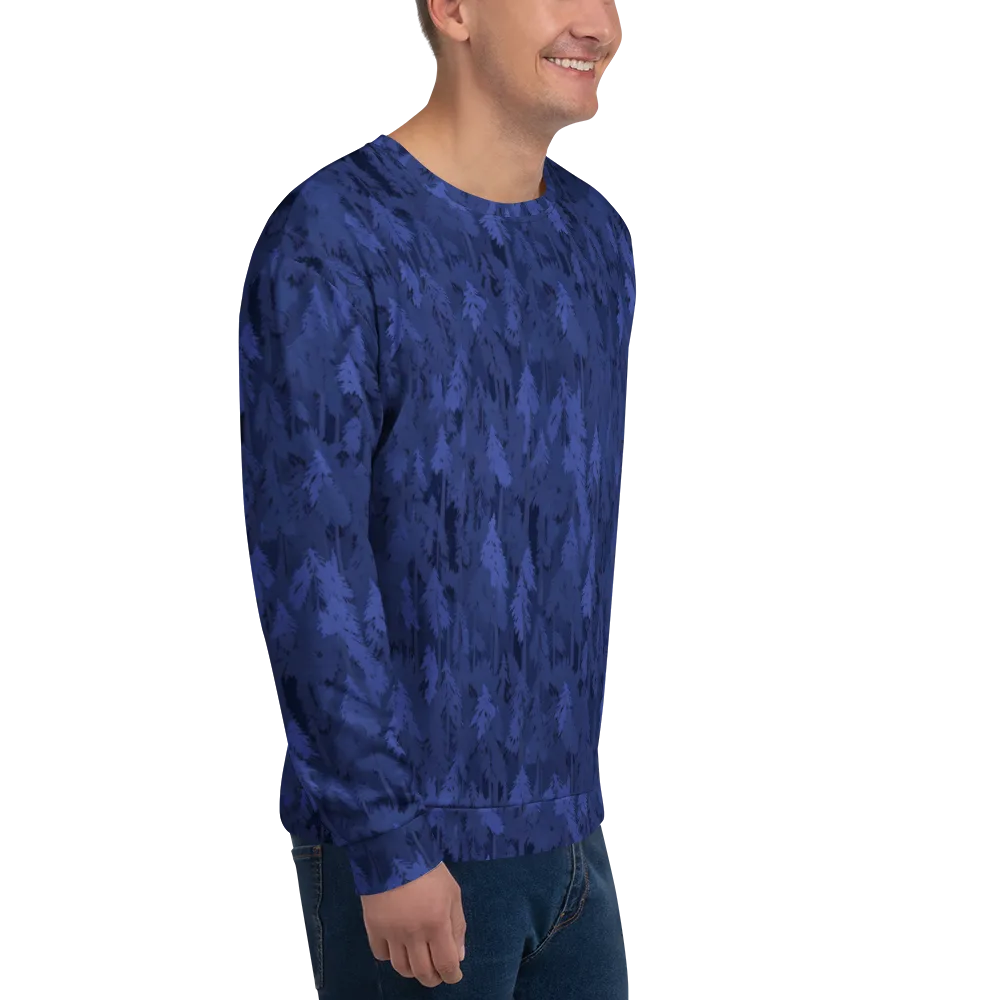Indigo Evergreen on Sweatshirt — Right Front