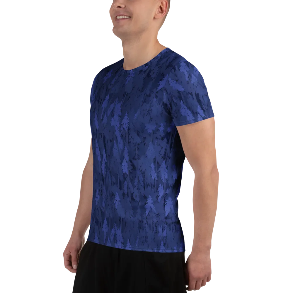 Indigo Evergreen on Men's Athletic T-Shirt — Left
