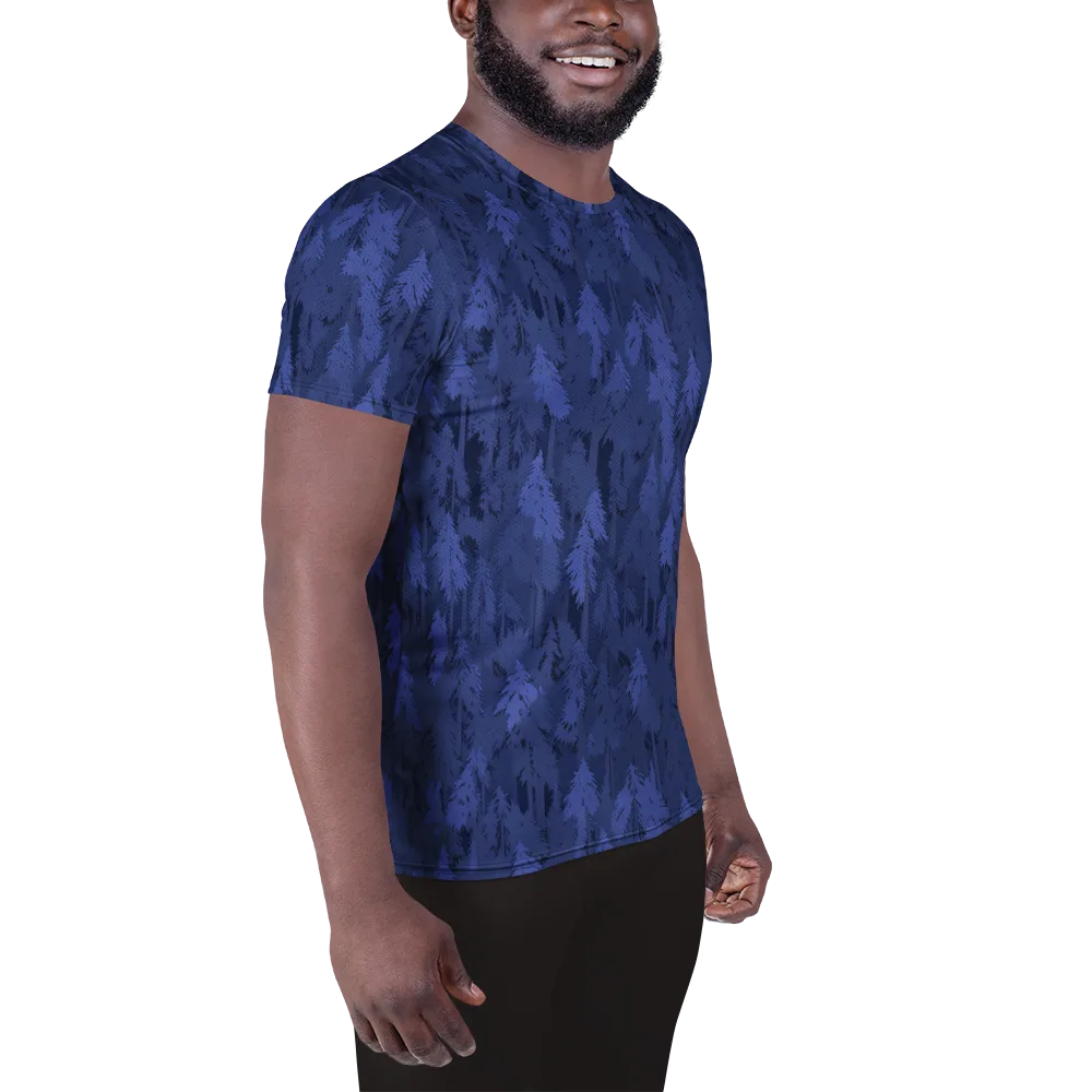 Indigo Evergreen on Men's Athletic T-Shirt — Right
