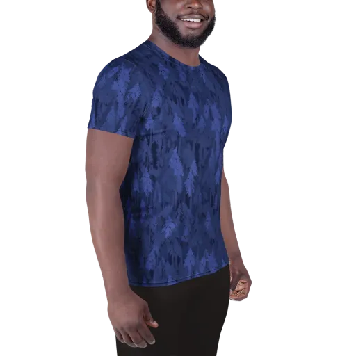 Indigo Evergreen on a Men's Athletic T-Shirt