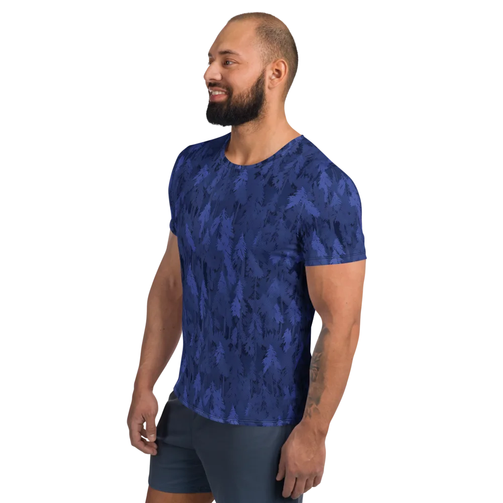 Indigo Evergreen on Men's Athletic T-Shirt — Left