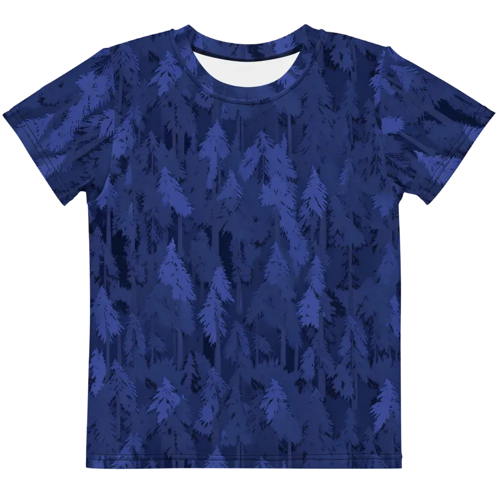 Indigo Evergreen on Kids Crew Neck T-Shirt — Front