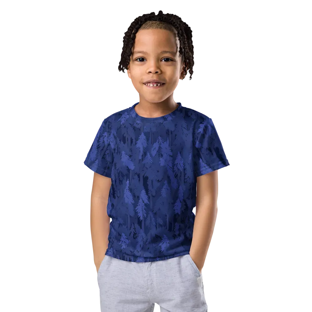 Indigo Evergreen on Kids Crew Neck T-Shirt — Front