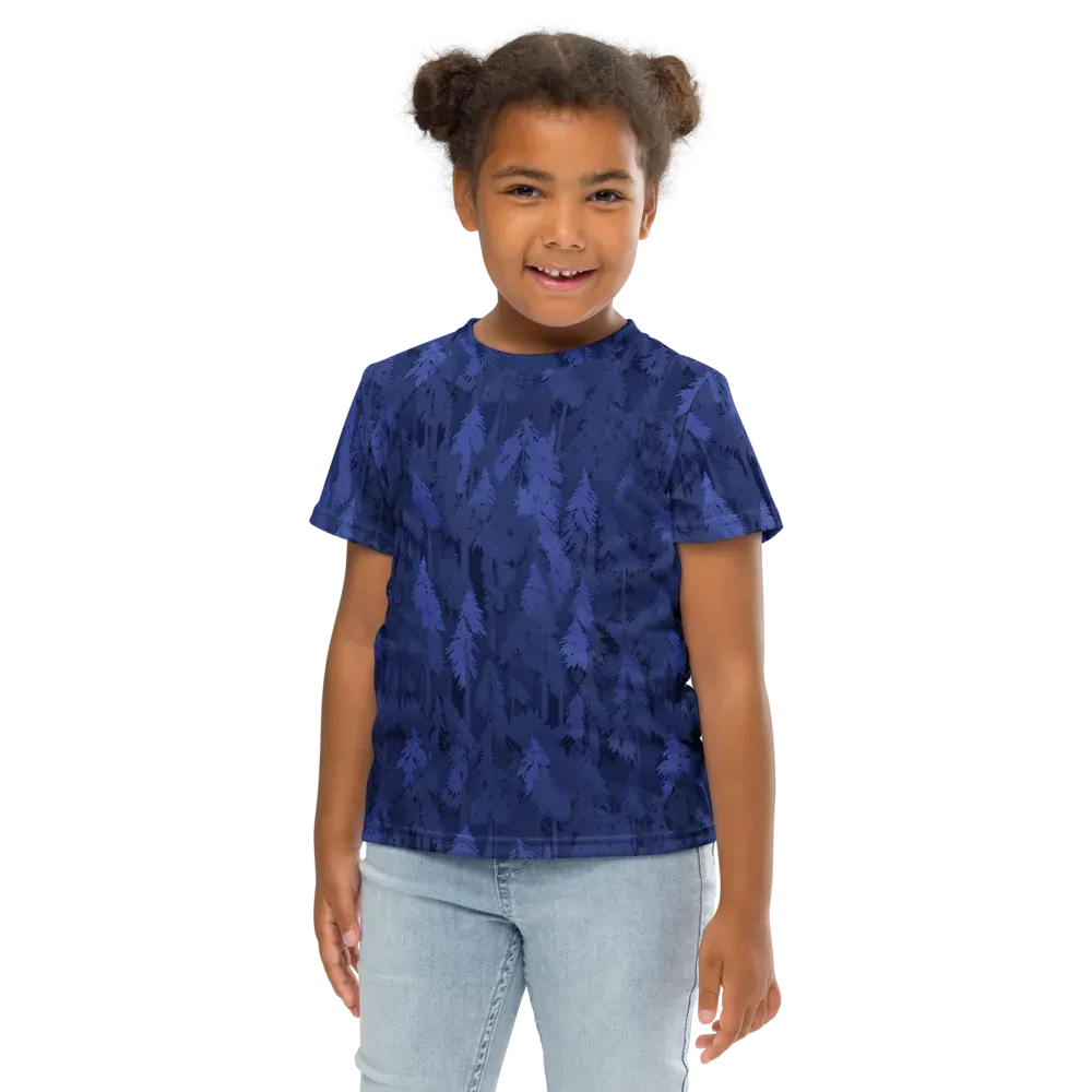 Indigo Evergreen on Kids Crew Neck T-Shirt — Front