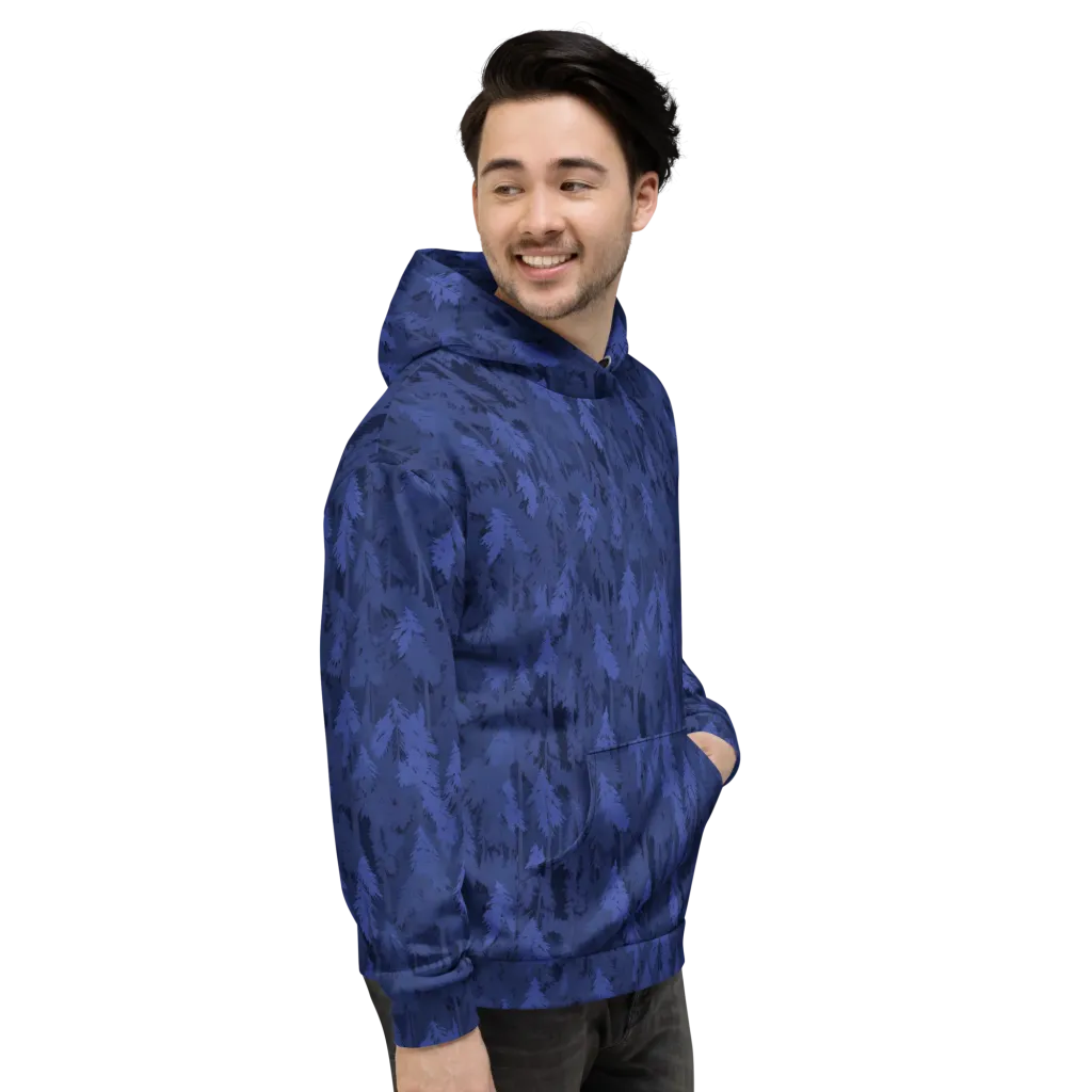 Indigo Evergreen on Hoodie — Right
