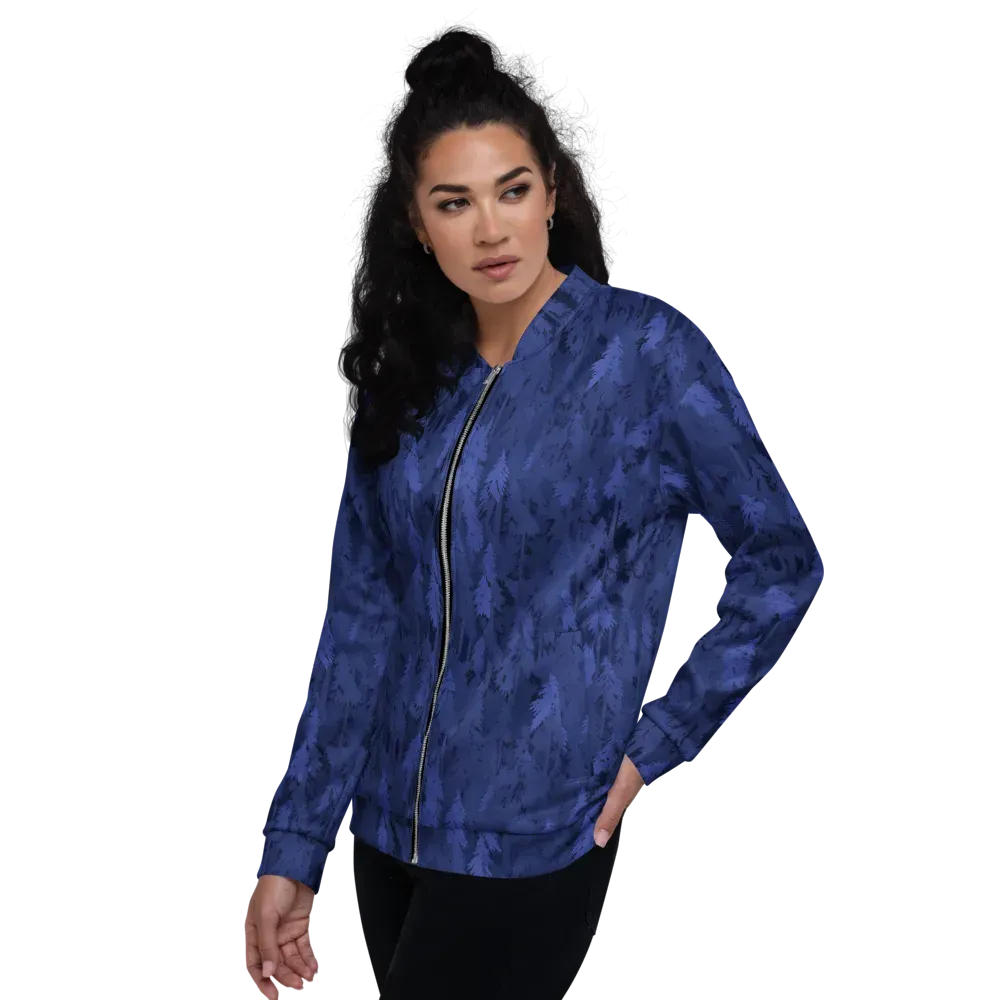 Indigo Evergreen on Bomber Jacket — Left