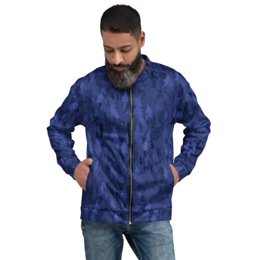 Indigo Evergreen on a Bomber Jacket