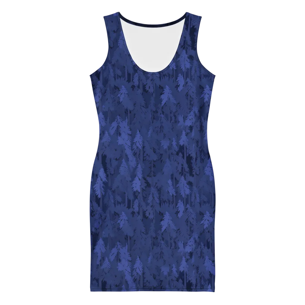 Indigo Evergreen on Bodycon Dress — Front