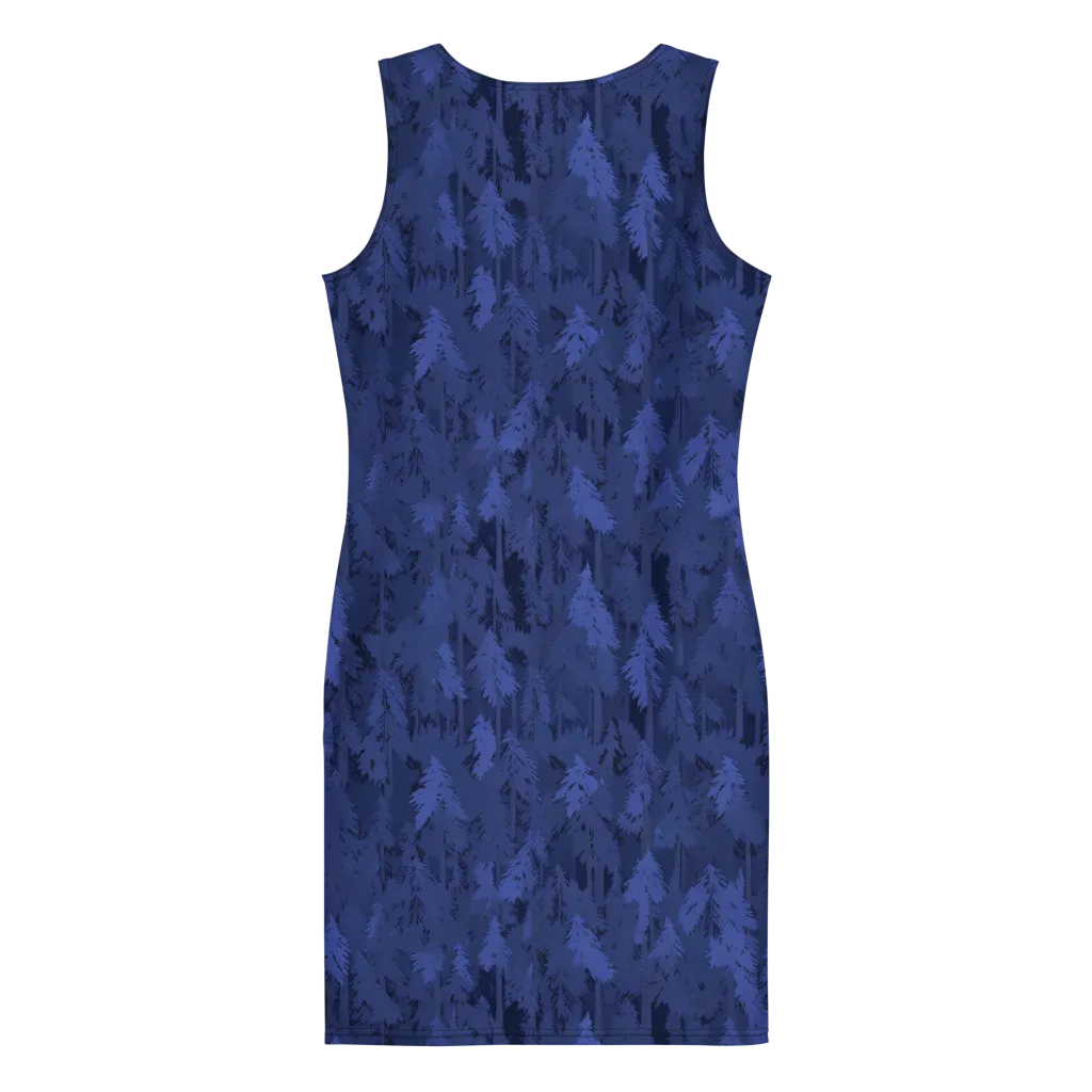 Indigo Evergreen on Bodycon Dress — Back