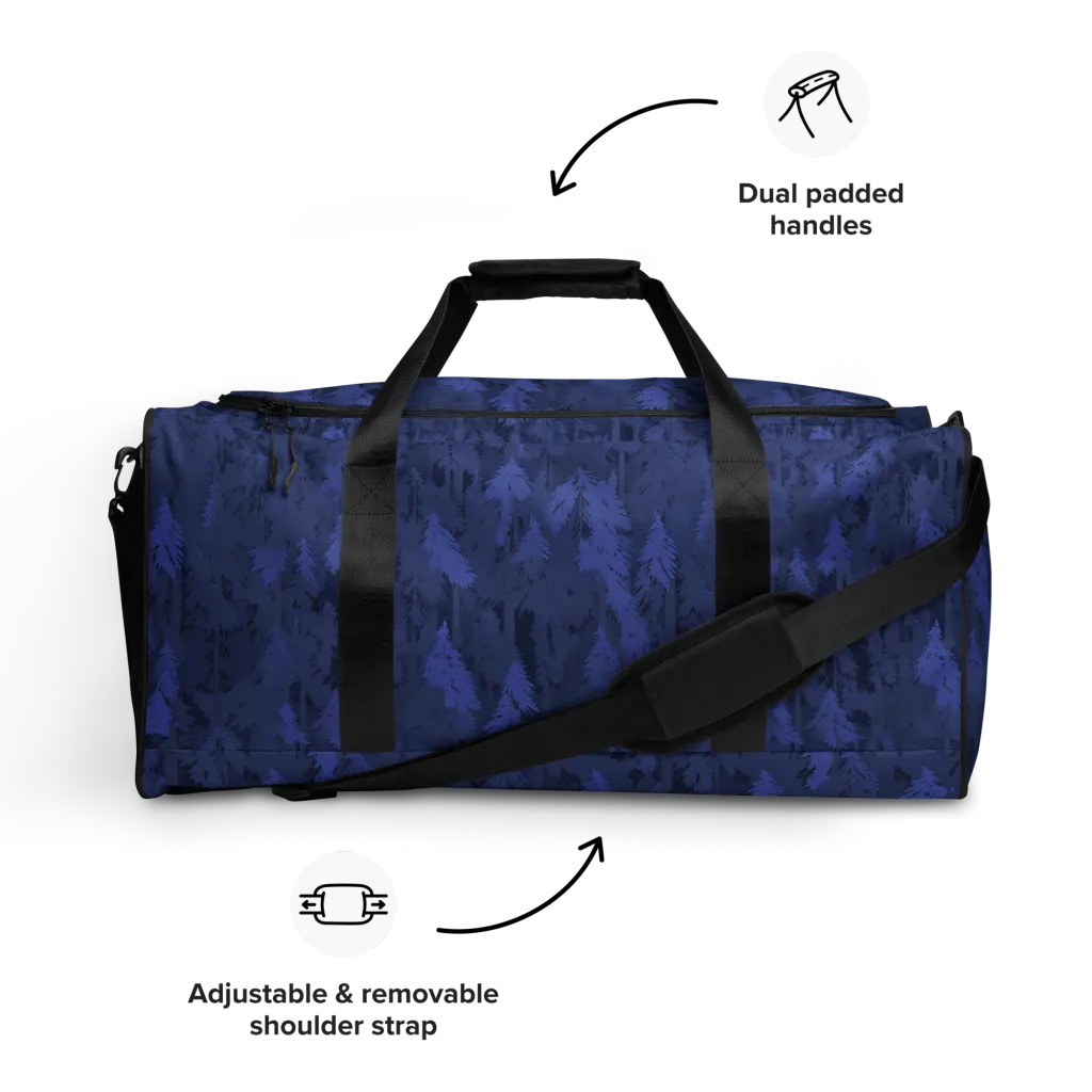 Indigo Evergreen on Duffle Bag — Front