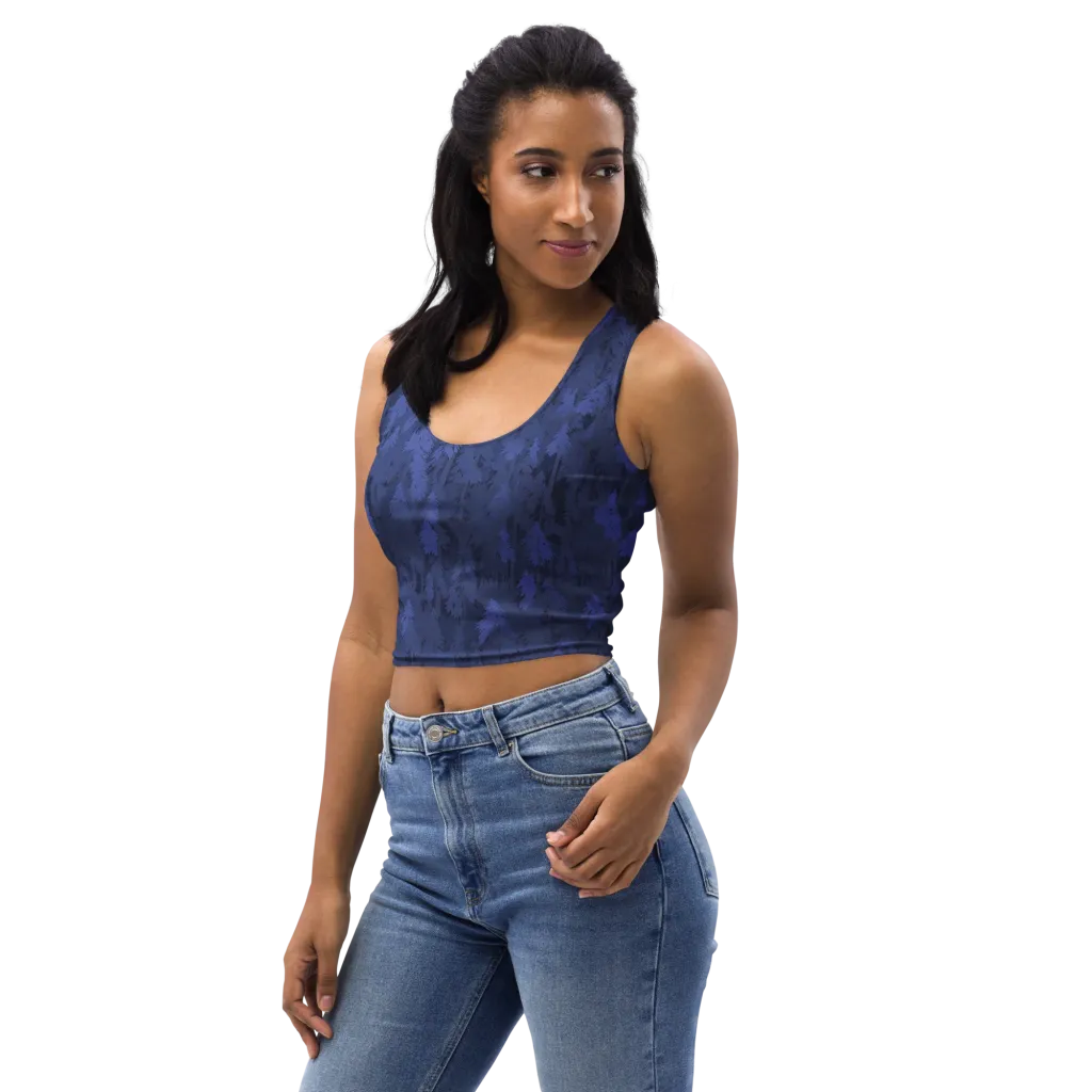 Indigo Evergreen on Crop Top — Left Front