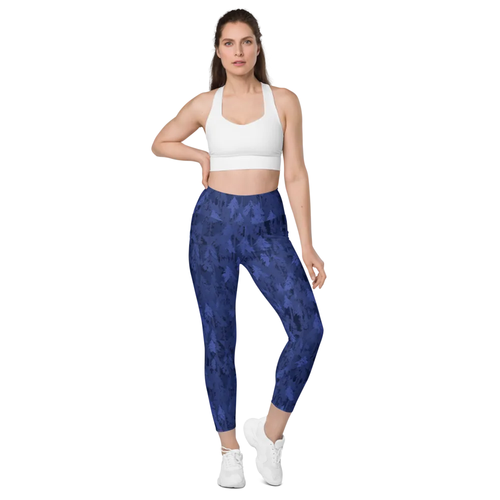 Indigo Evergreen on Leggings with Pockets — Front