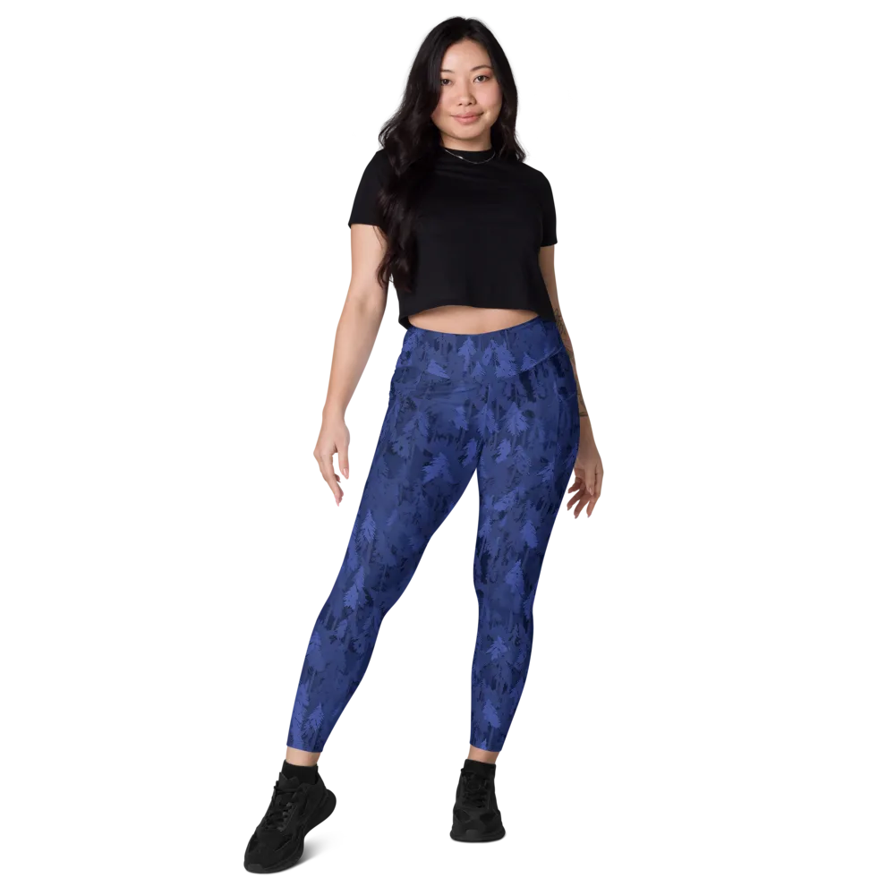 Indigo Evergreen on Leggings with Pockets — Front