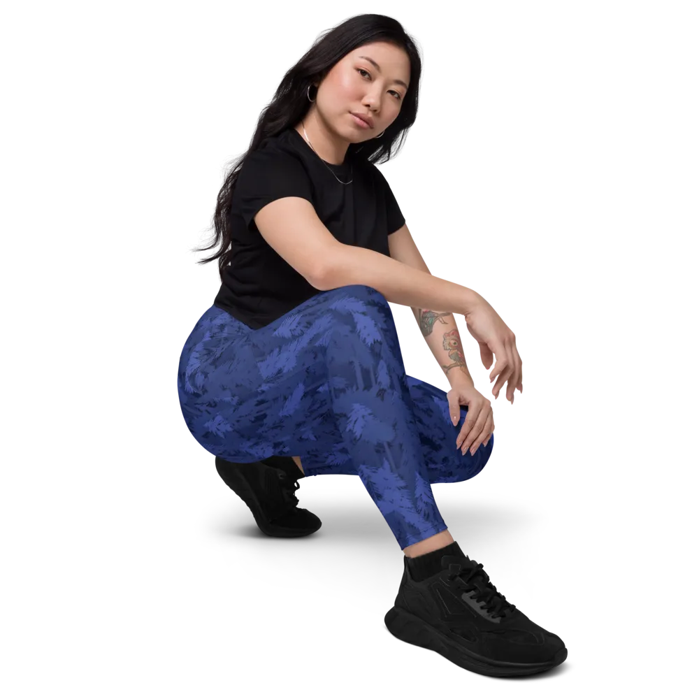 Indigo Evergreen on Leggings with Pockets — Right Front