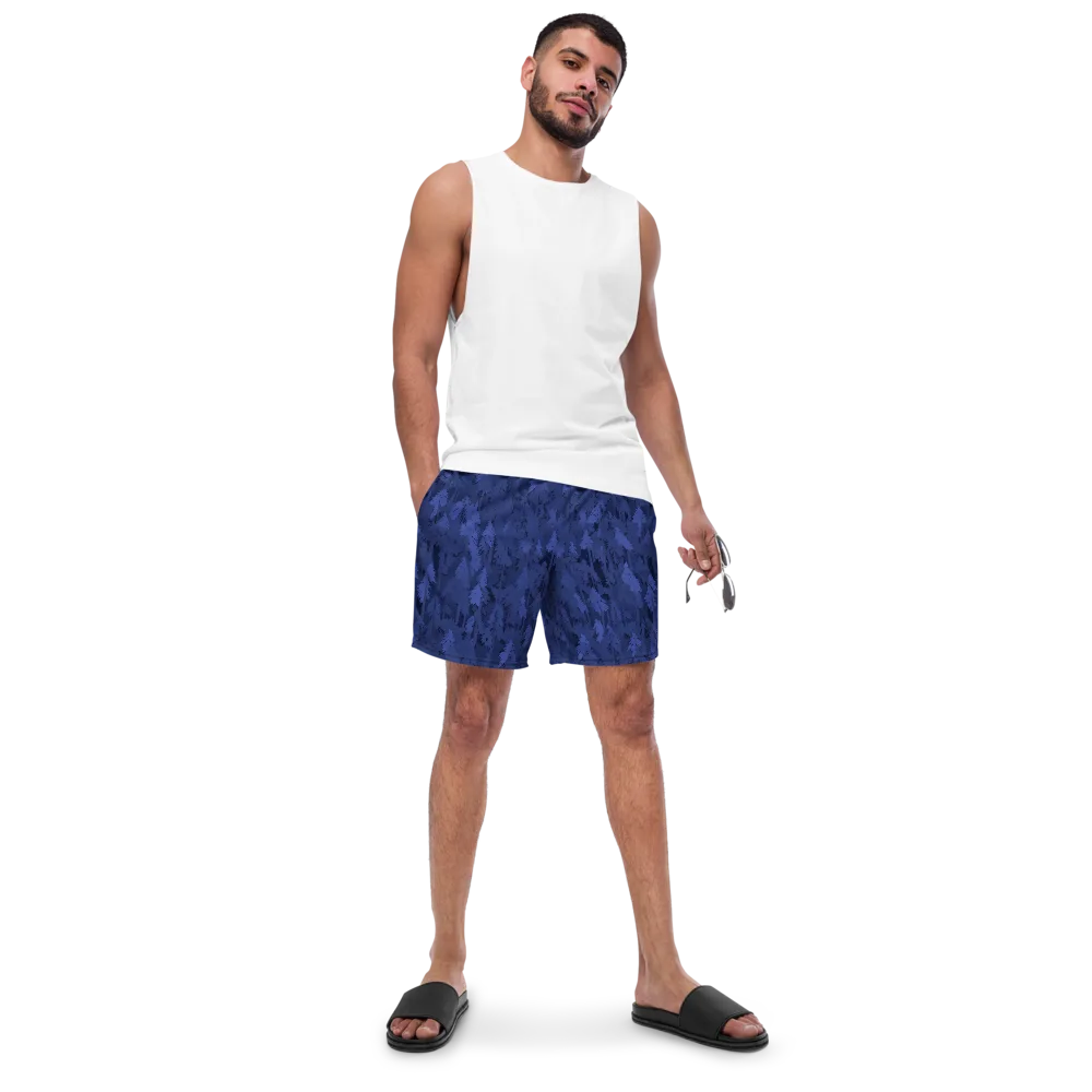 Indigo Evergreen on Swim Trunks — Front