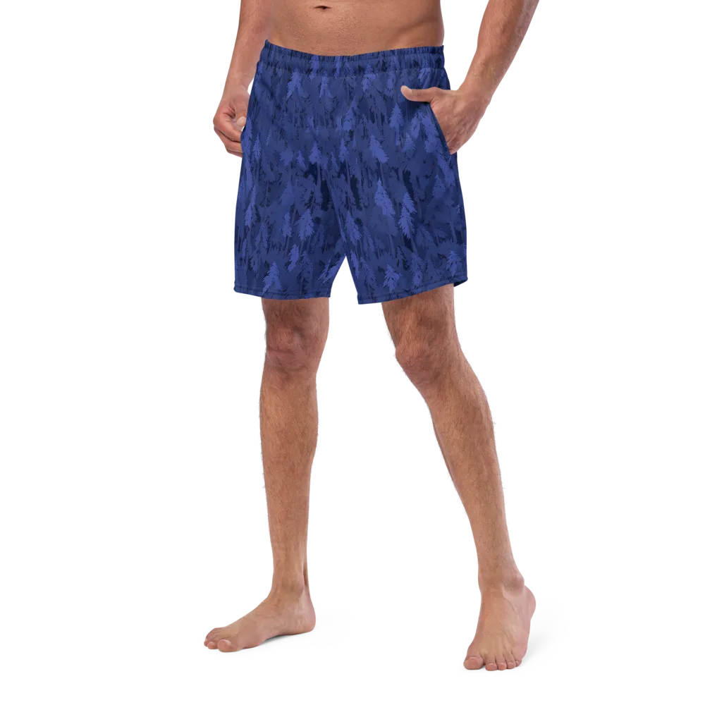Indigo Evergreen on Swim Trunks — Left Front