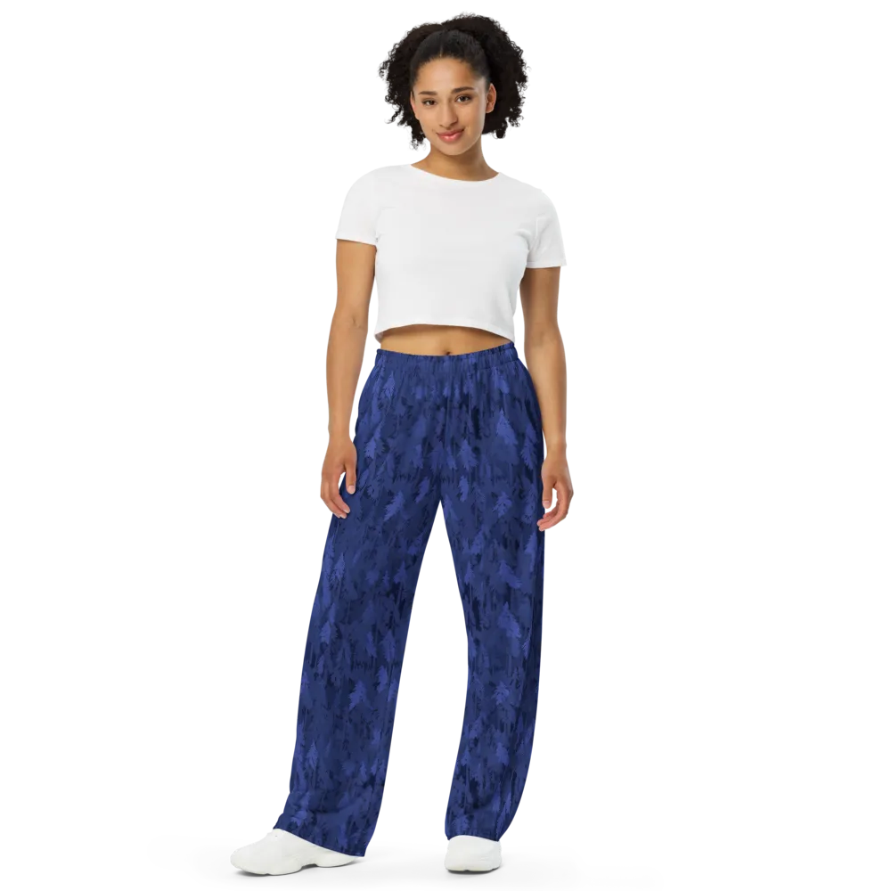 Indigo Evergreen on Wide-Leg Pants — Front