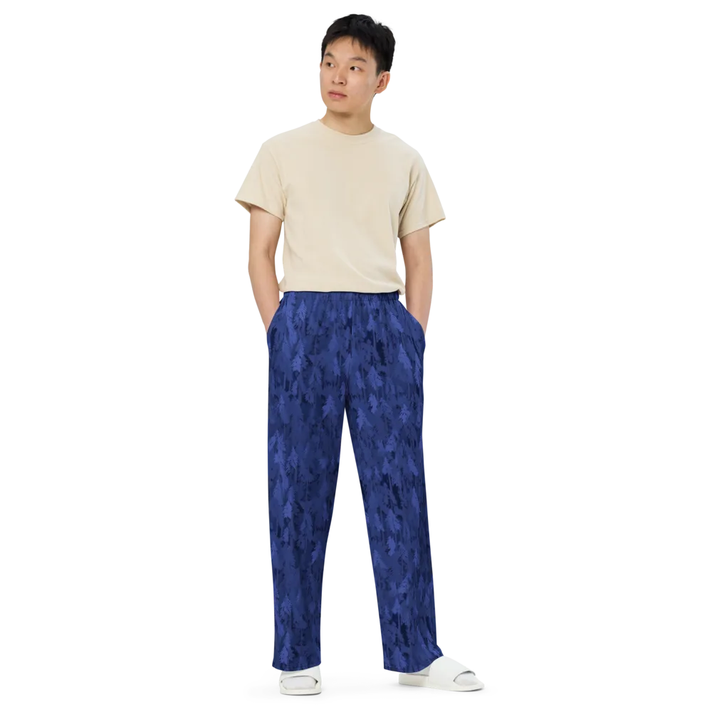 Indigo Evergreen on Wide-Leg Pants — Front