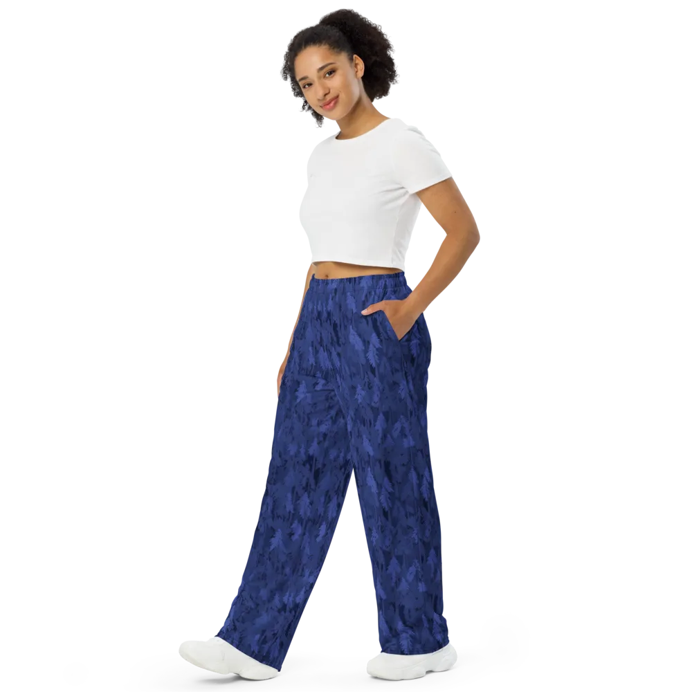 Indigo Evergreen on Wide-Leg Pants — Left Front