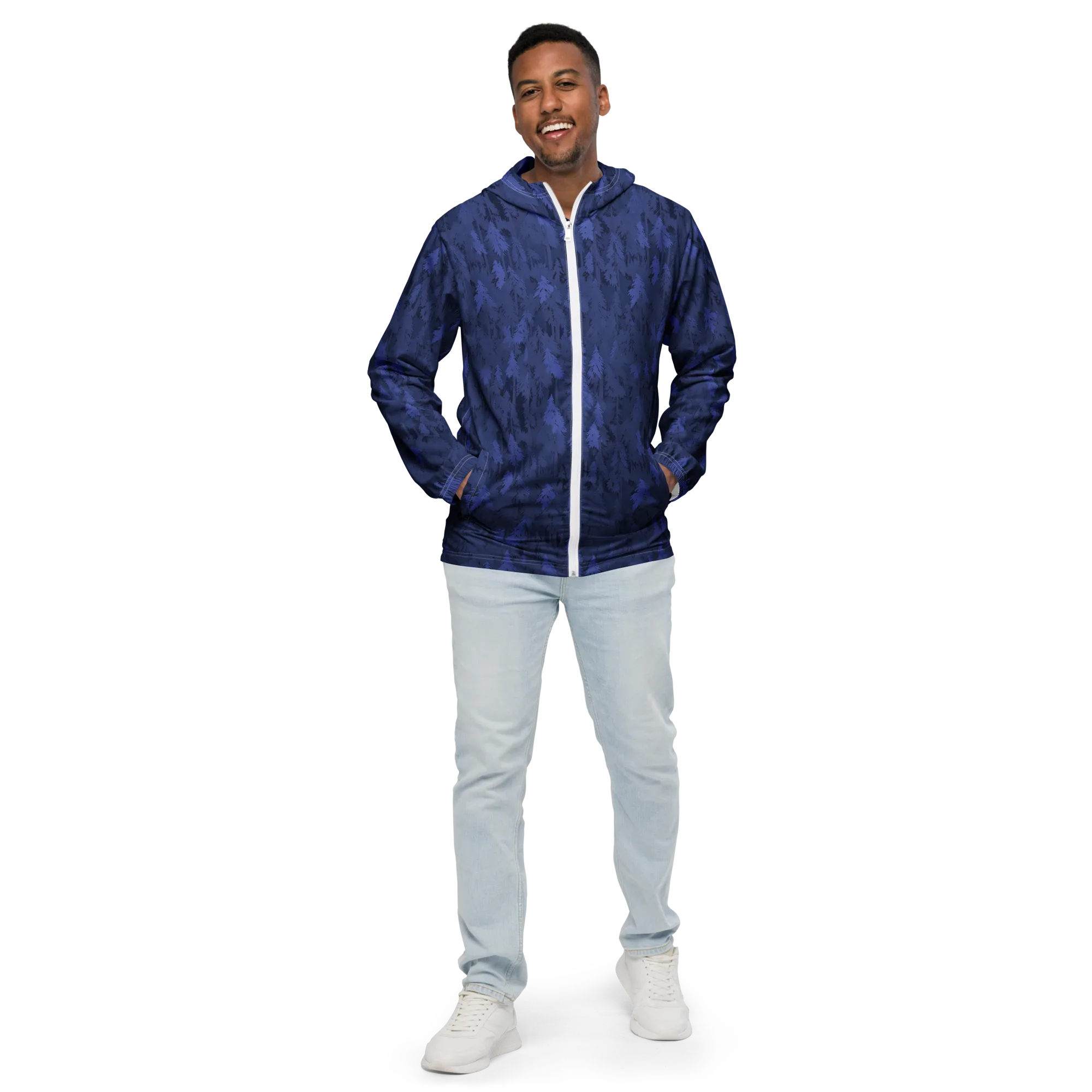Indigo Evergreen on Men's Windbreaker — Front