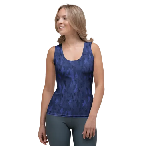 Indigo Evergreen on a Women's Tank Top