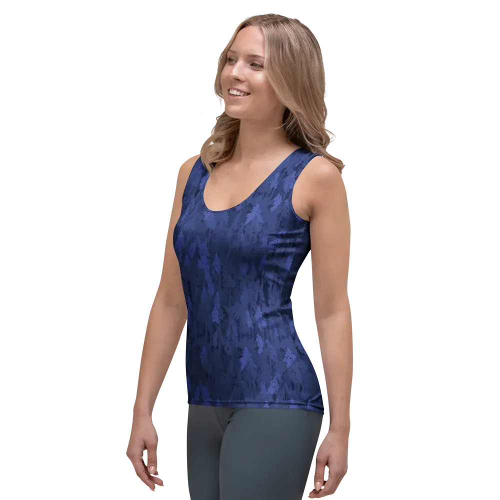 Indigo Evergreen on Women's Tank Top — Left Front