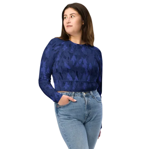 Indigo Evergreen on a Long Sleeve Crop Top