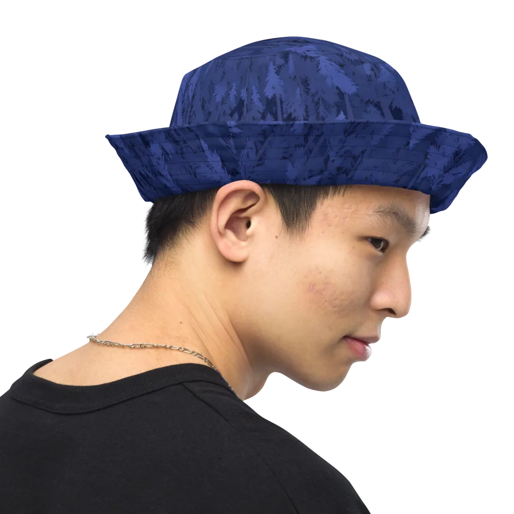 Indigo Evergreen on Reversible Bucket Hat — Right Outside