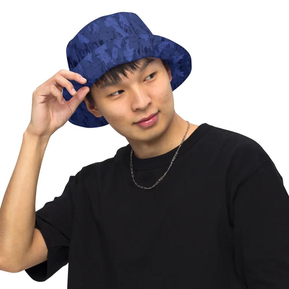 Indigo Evergreen on Reversible Bucket Hat — Front Inside