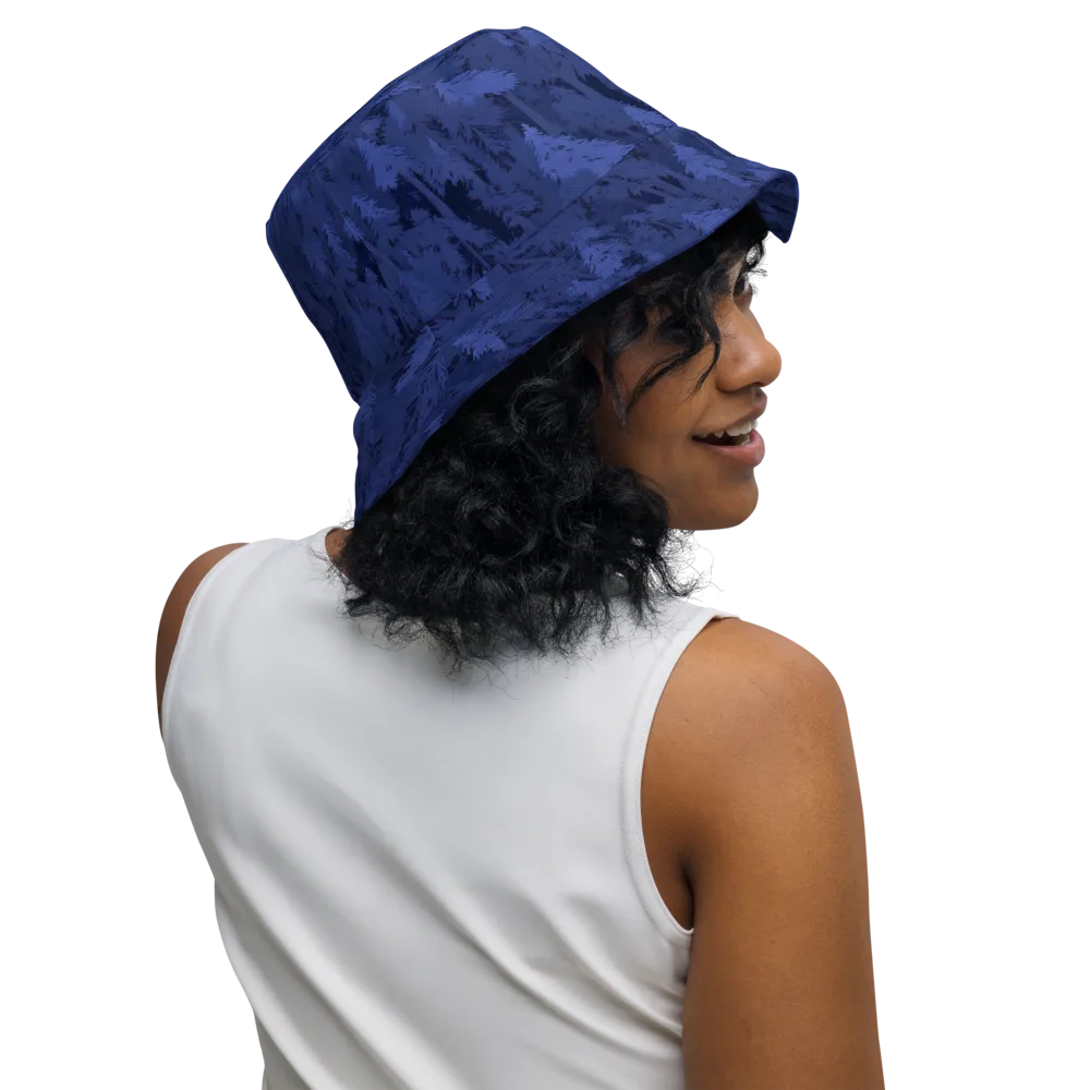 Indigo Evergreen on Reversible Bucket Hat — Right Outside