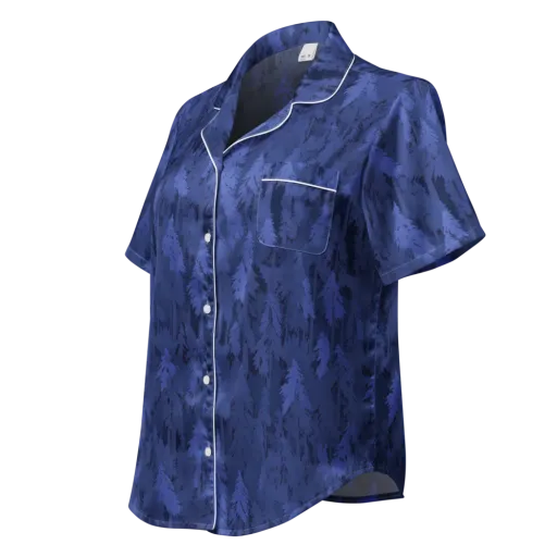 Indigo Evergreen on a Women's Short Sleeve Pajama Top
