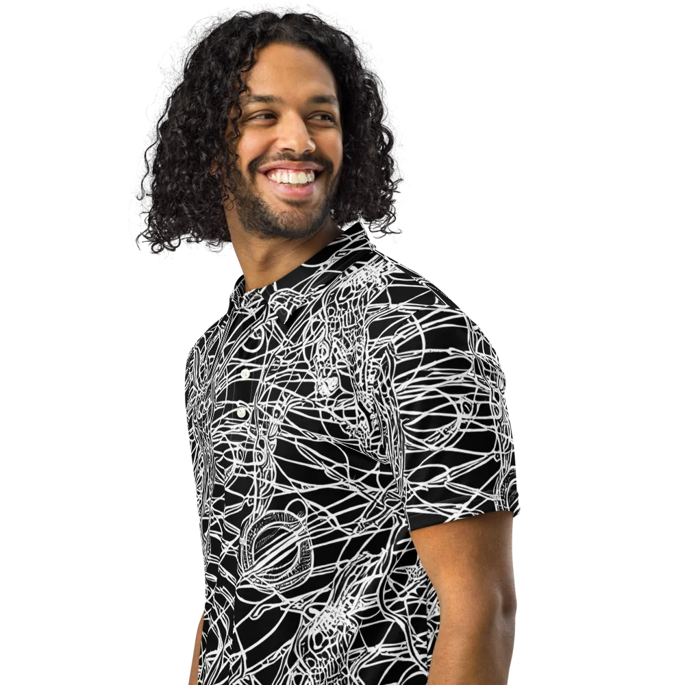 Ivory Entanglement on Men's Slim Fit Polo Shirt — Left Front