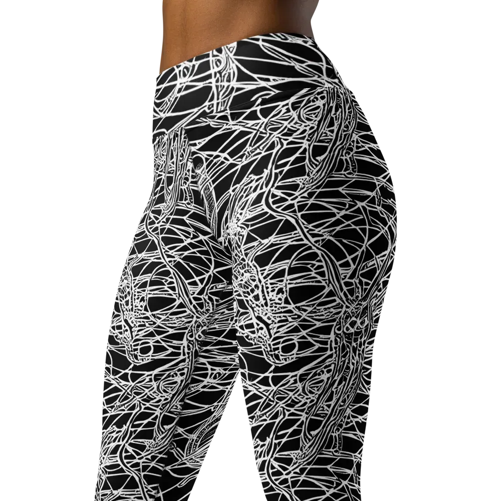 Ivory Entanglement on Yoga Leggings — Left Front