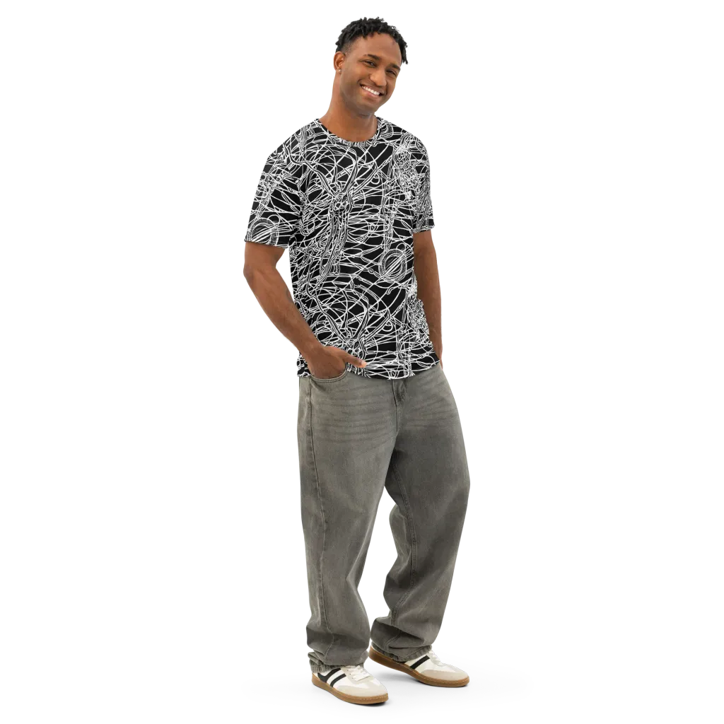 Ivory Entanglement on Men's Cotton Crew Neck T-Shirt — Right Front