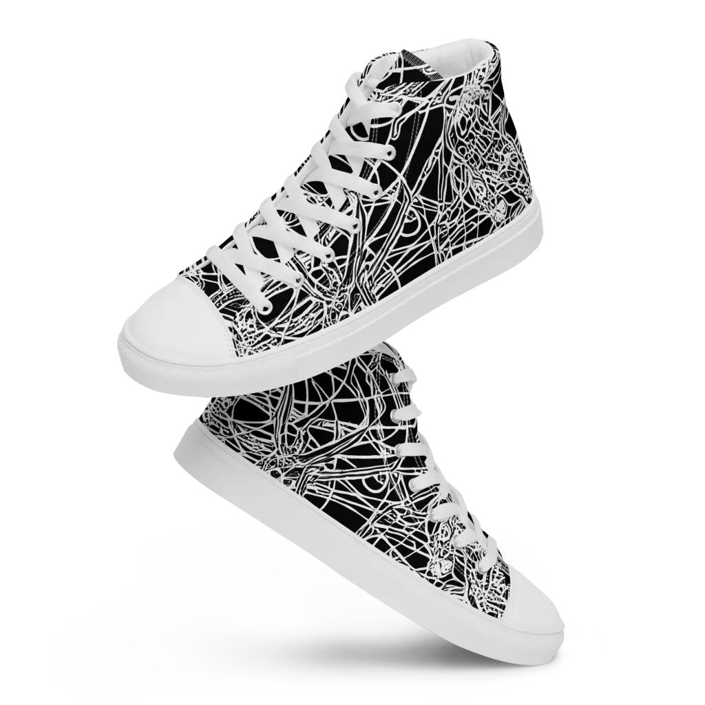 Ivory Entanglement on Men's High Top Canvas Shoes — Front