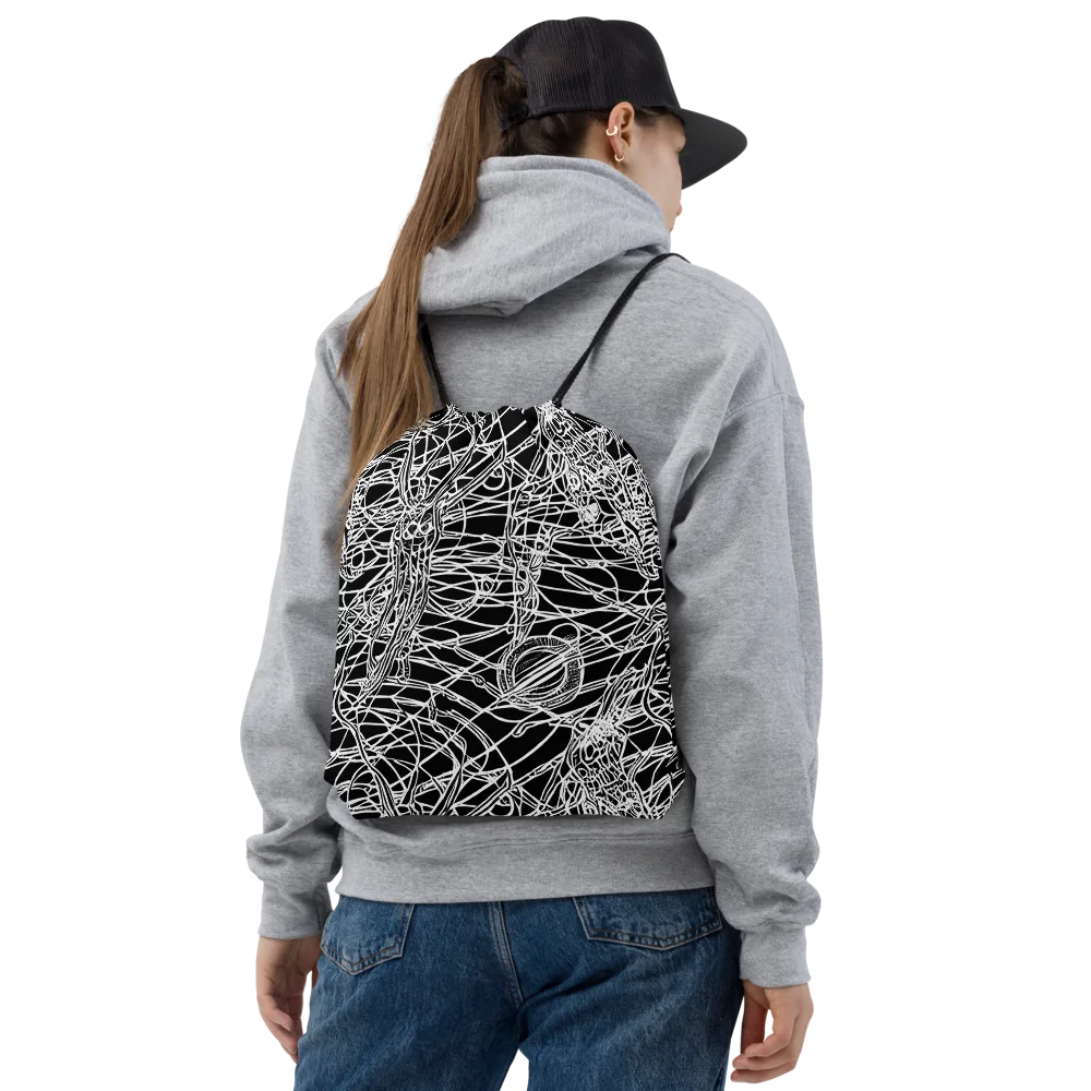 Ivory Entanglement on Drawstring Bag — Front